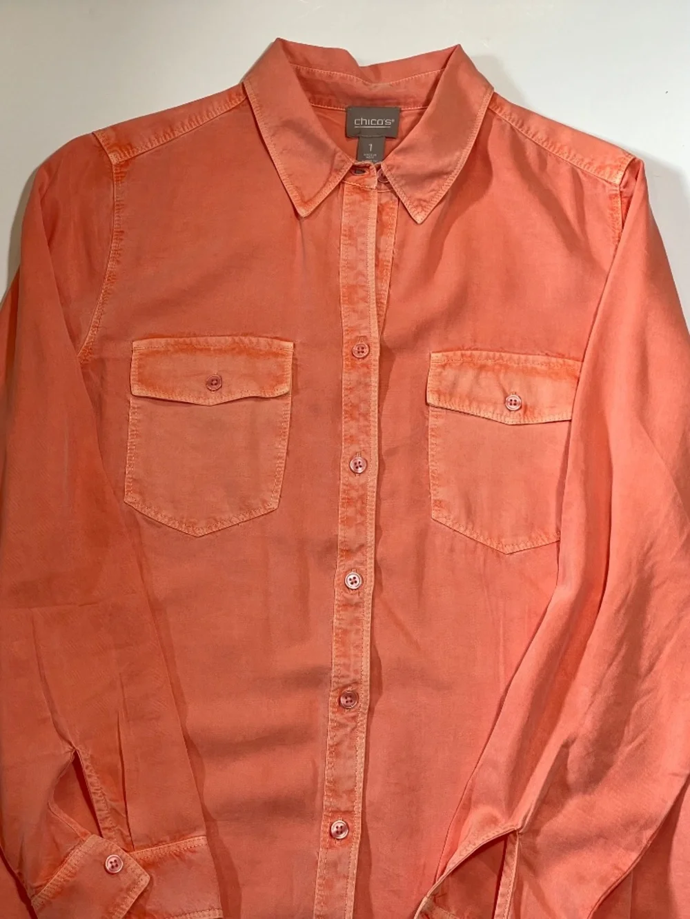 Chico's Long Sleeve Button Down Shirt Size 1 - Picture 2 of 11